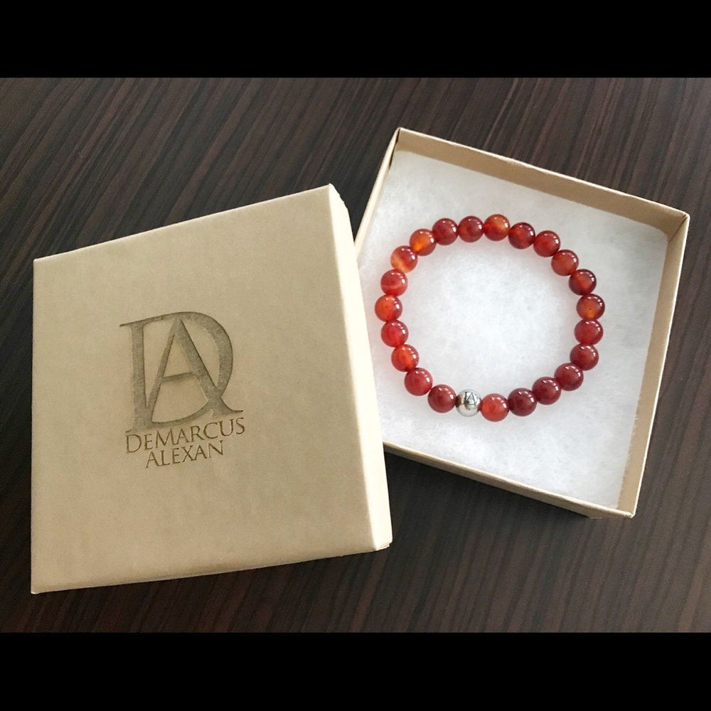 DeMarcus Alexan 8mm Blood Orange Carnelian Bracelet